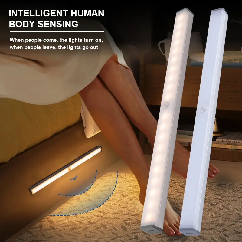 Night Lamp With Motion Sensor 1000mAh USB Rechargeable Strip Light Wireless Led Bedroom Table Lamp Kitchen Cabinet Lights