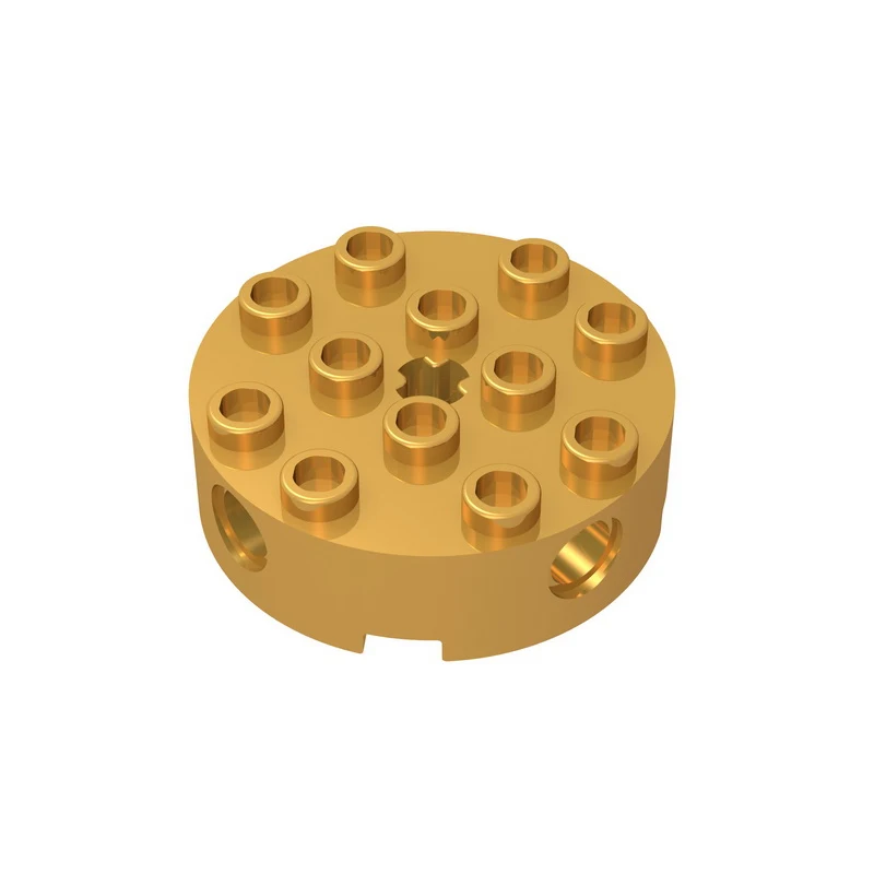 Gobricks GDS-951 Brick, Round 4 x 4 with 4 Side Pin Holes and Center Axle Hole compatible with lego  6222  DIY