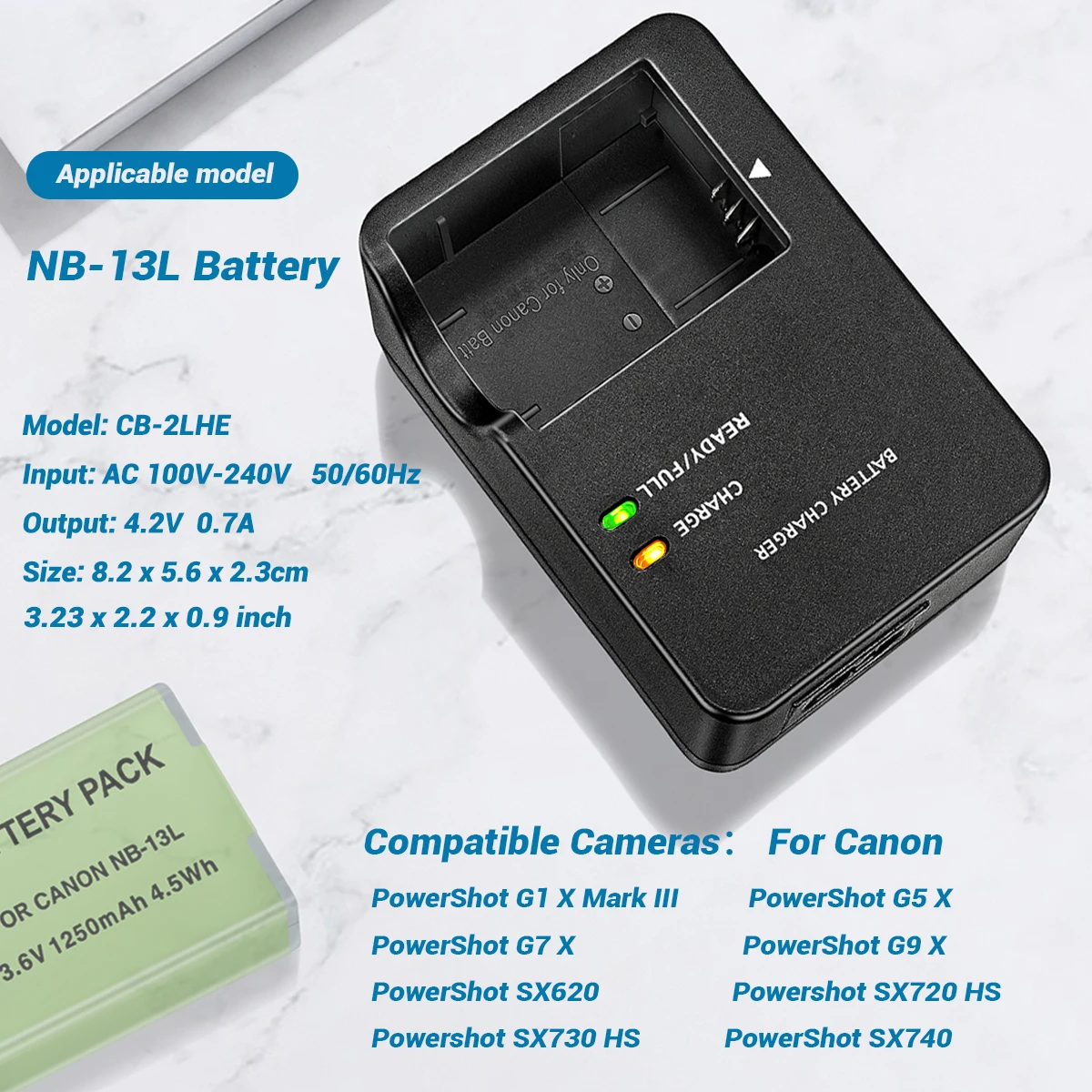 Für Canon NB-13L Akku CB-2LH CB-2LHT CB-2LHE Ladegerät G7XII G5X G1XIII G9X SX620 SX720 SX730 SX740 G1X G7X Kameras – Detail 5