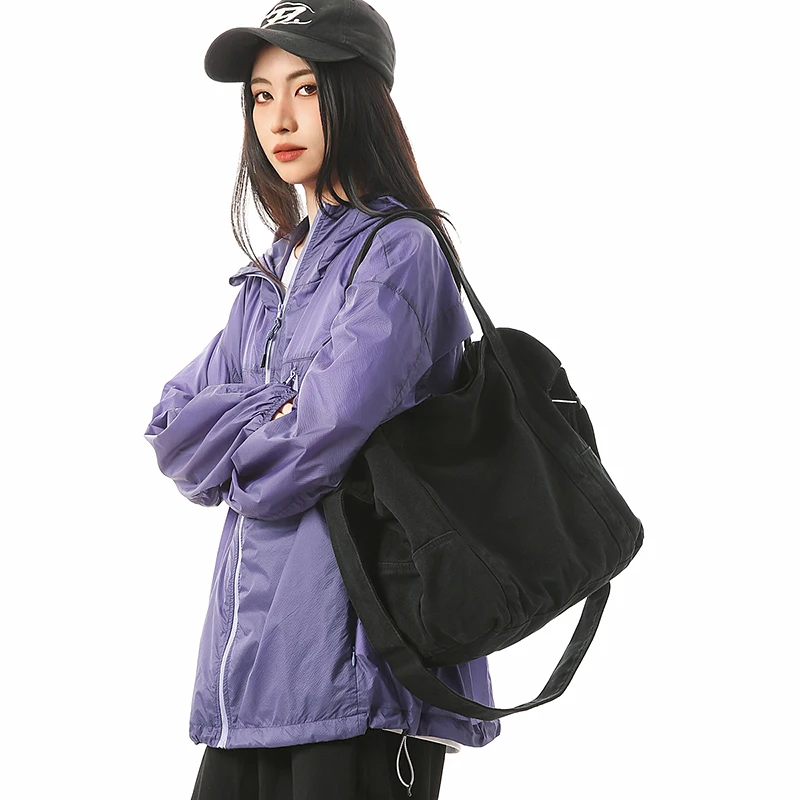

Original Design Canvas Women's Bag Black Shoulder Bag Vintage Eco Bag Korean Messenger Bag Y2K Tote Bag Large Handbags Trendy