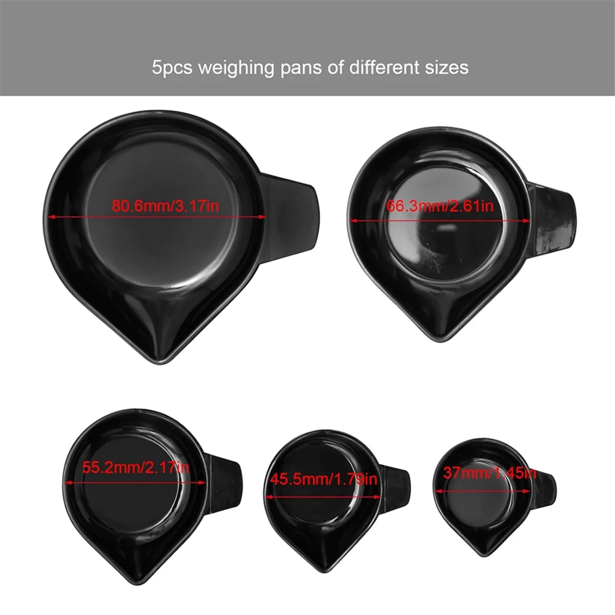 5 ขนาดเครื่องชั่งน้ําหนักผงกระทะขนาด PAN แคบ Spout พลาสติกชั่งน้ําหนักจานสําหรับชั่งน้ําหนัก Liquid Powder อัญมณี