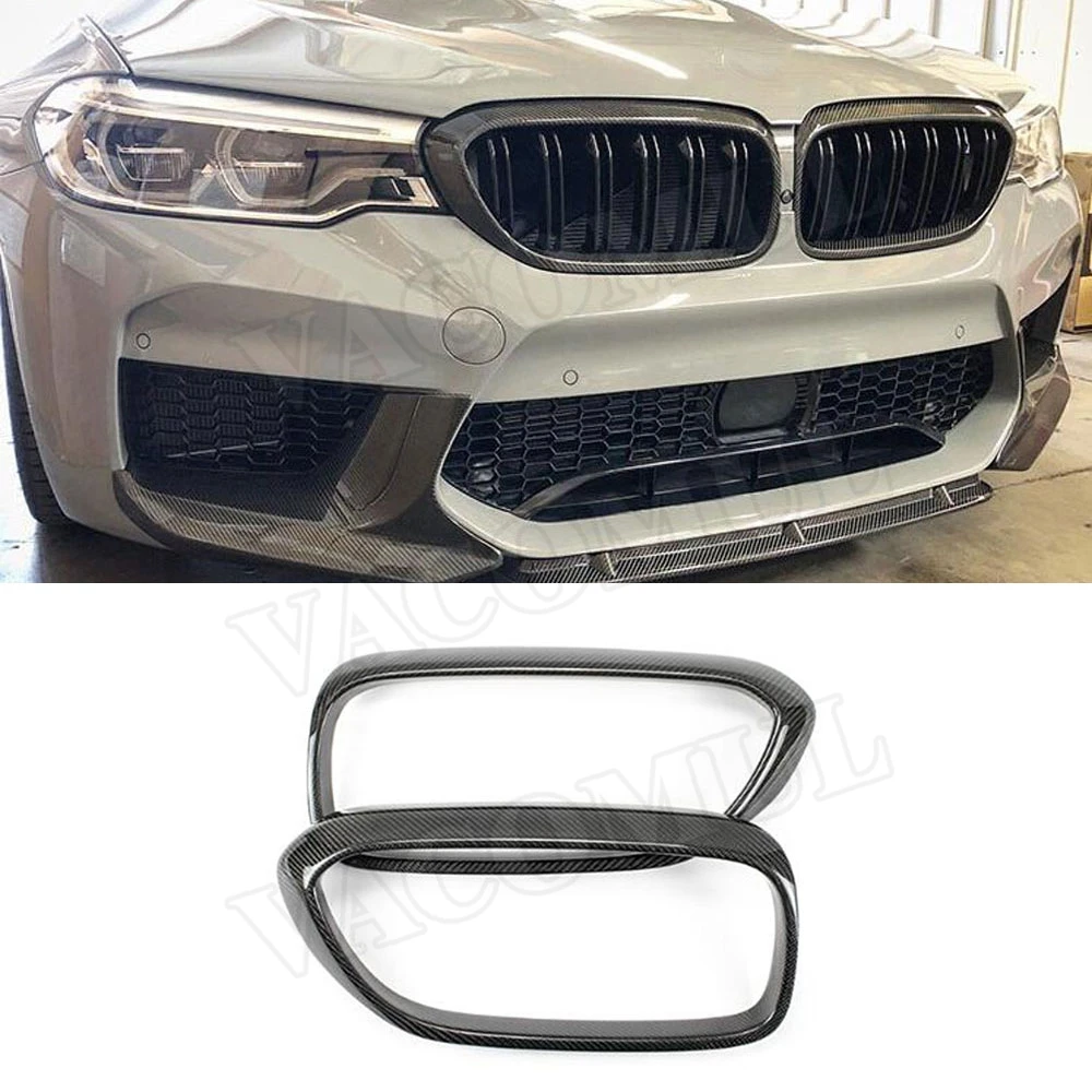 

Dry Carbon Fiber Front Bumper Grille Mesh Grill Surrounding Frame Cover For BMW 5 Series G30 F90 M5 2018 2019 Car Styling