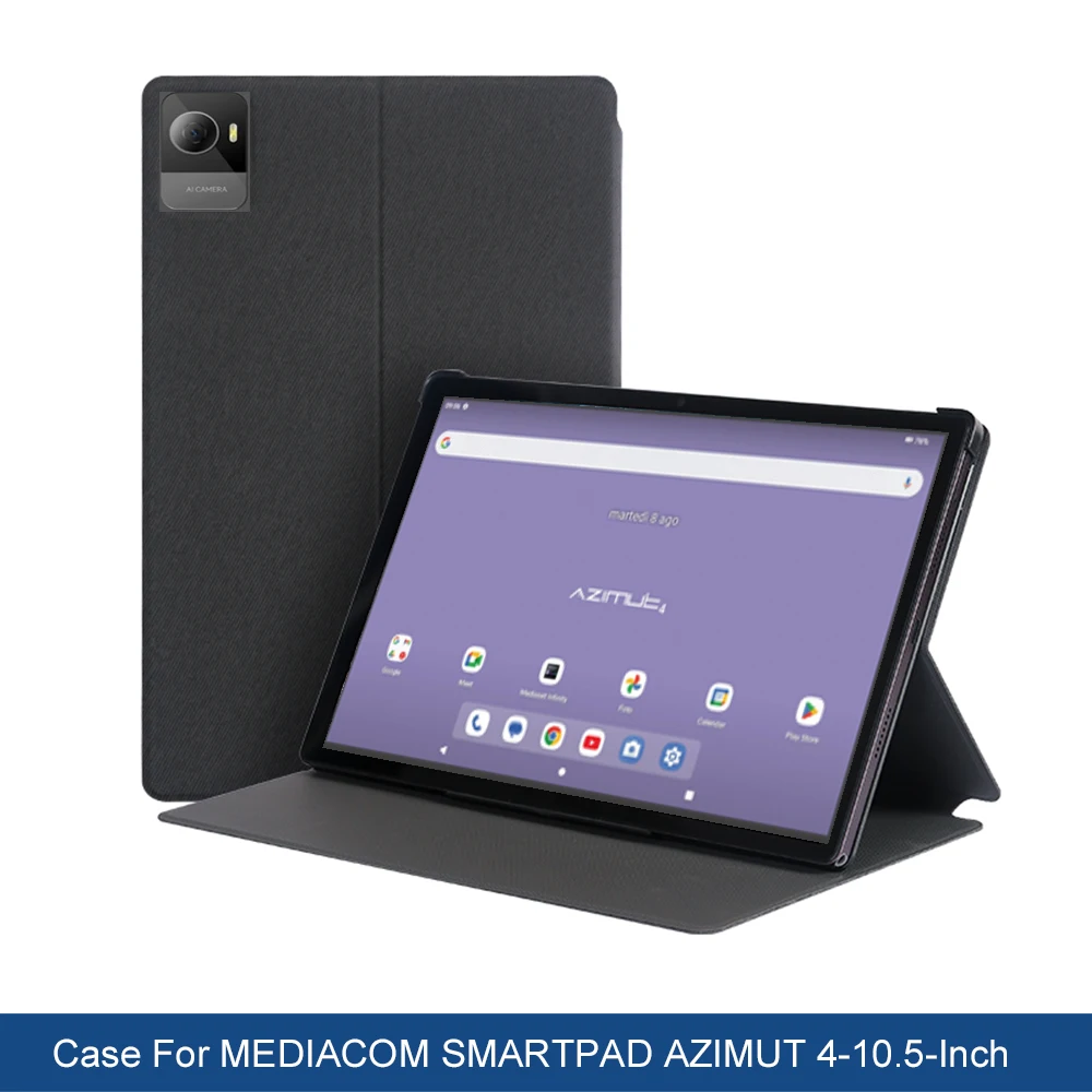 Capa para tablet mediacom smartpad azimut 4, 10.5 polegadas, capa protetora premium de couro pu, capa traseira rígida para tablet
