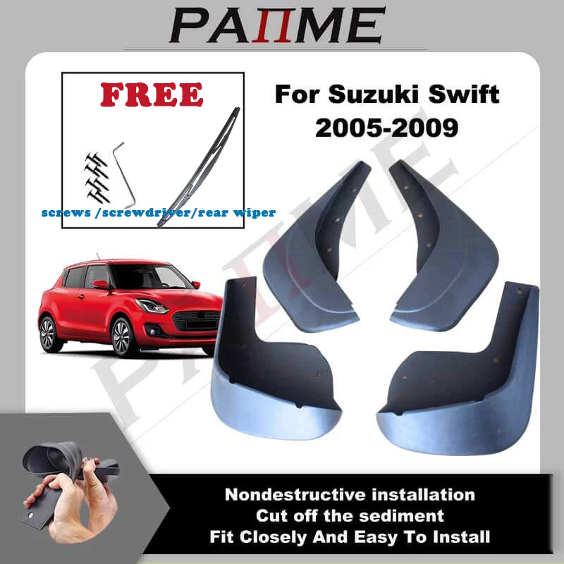 Car MudFlap Guards For Suzuki Swift 2005 - 2009 4pcs Mud flaps Molded Splash Matte Protection Front Rear Mudguards YC102131