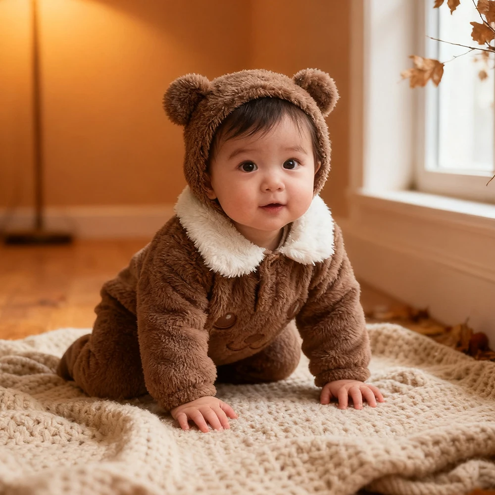 Baby Clothes Autumn And Winter Jumpsuits Fleece Cotton Warmth Newborn Pajamas Thickened Comfortable Homewear Children's Clothing