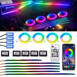18/22 in 1 Led Car Interior Ambient 64 213 Color RGB Rainbow Symphony App Bluetooth Remote Interior Acrylic Atmosphere Lamp 12V