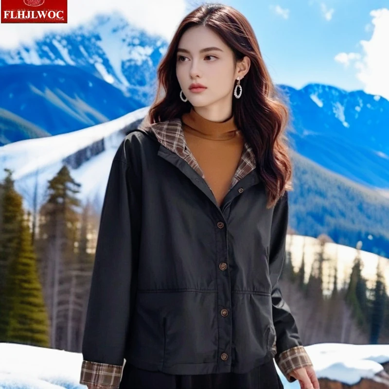 

3 Colors Hot Winter Hooded Outerwear Coats Chic Korean Style Girls Retro Vintage Thick Short Down Cotton Jacket for Women Parkas