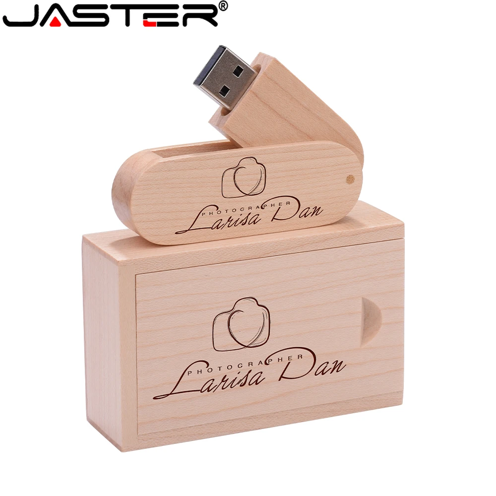 JASTER (1 PCS free LOGO) Wooden USB+ box USB Flash Drive pendrive 64GB 16G 32GB Memory stick for photography wedding gift