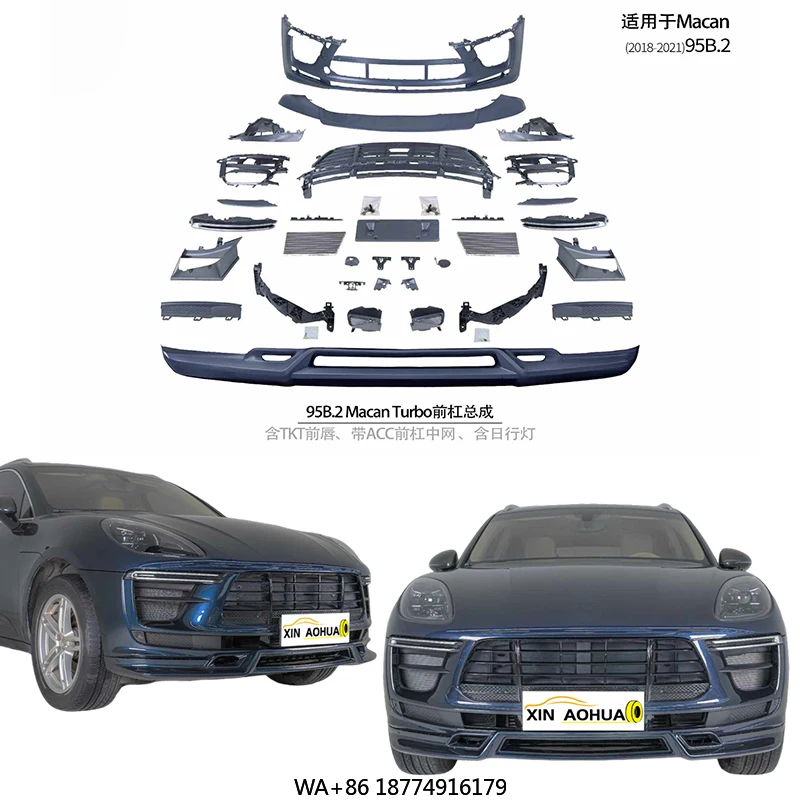 

For 2018-21 TURBO Front Bumper TKT Front Lip with ACC Medium Net Day Running Light High Quality Easy Installation
