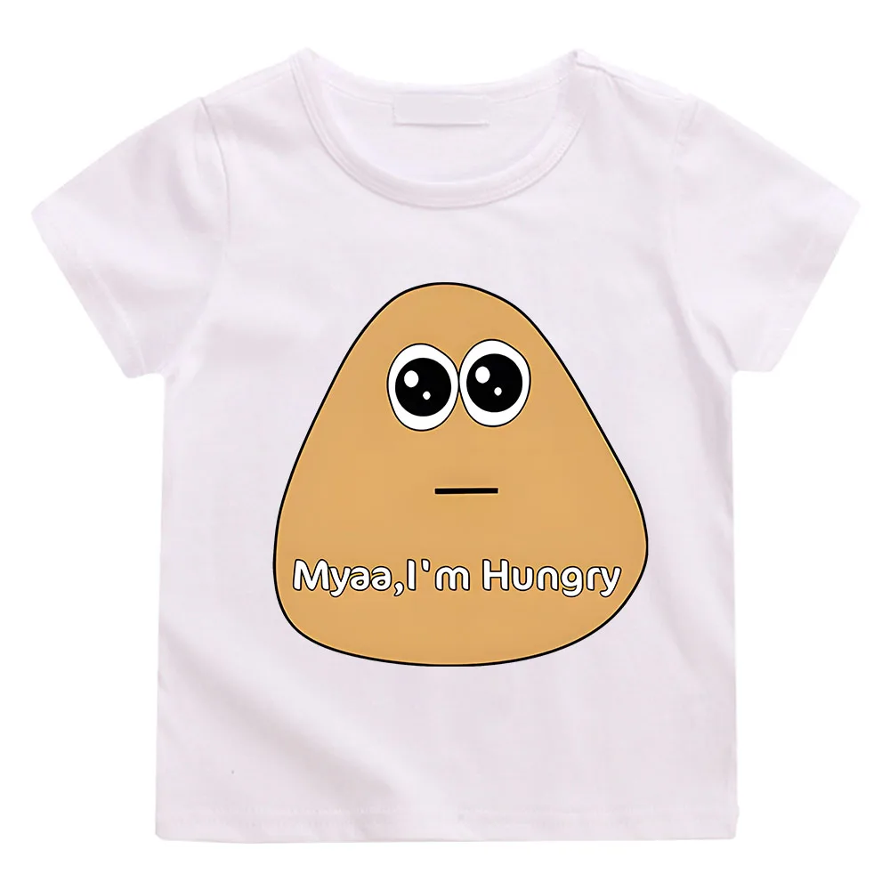 Papa Pou Alien T-shirt Boys and Girls Tees Cotton Summer Children Tshirts Short Sleeve Funny Print Tee-shirt Casual Soft Clothes