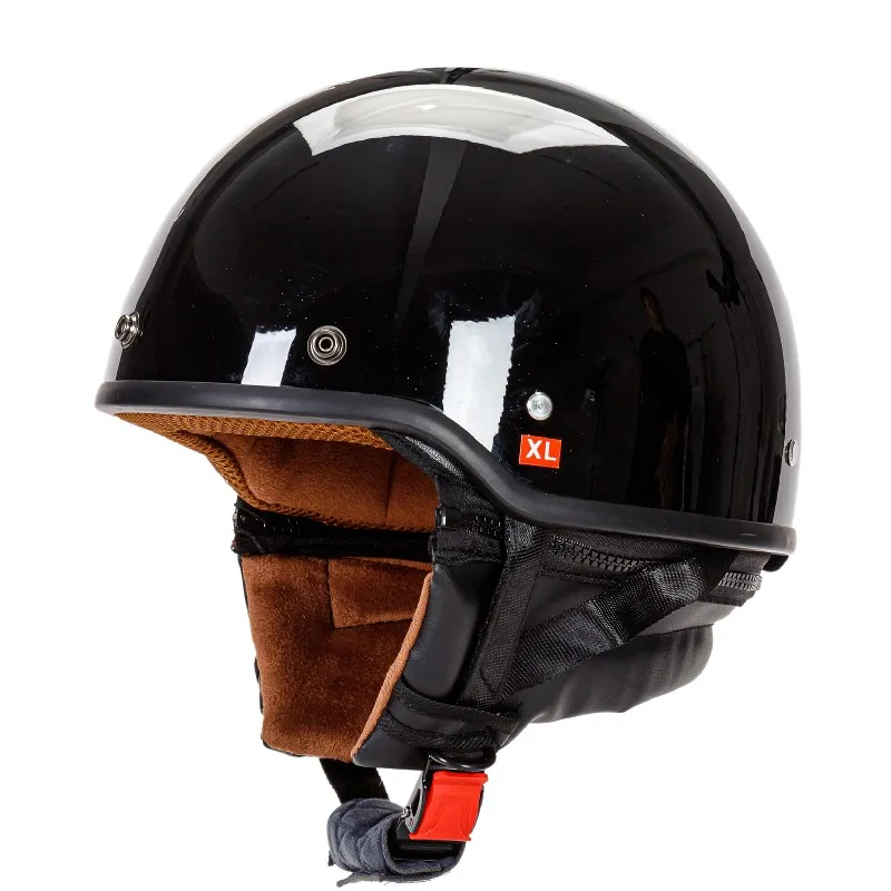 Professional Half face helmet DOT approved with visor and leather neck cover univere moto helmet