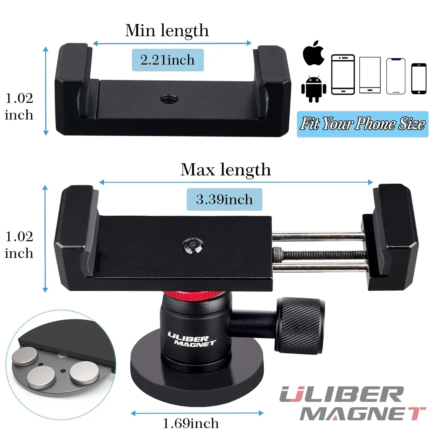 Magnetic Phone Mount,Magnetic Phone Holder for Car,Gym,Strong Rubber Magnet Mobile Phone Cradles Compatible with Smartphone