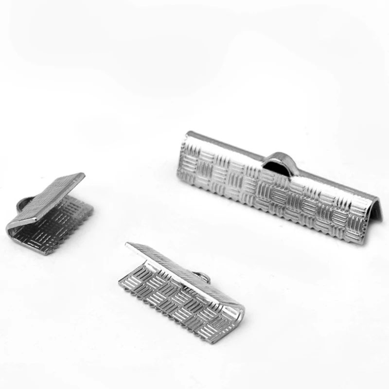 50pcs 8/10/13/15/20/25MM Stainless Steel Fastener Clasp Fitting Flat Leather Cord End Caps Clip Clasps Jewelry Making Component