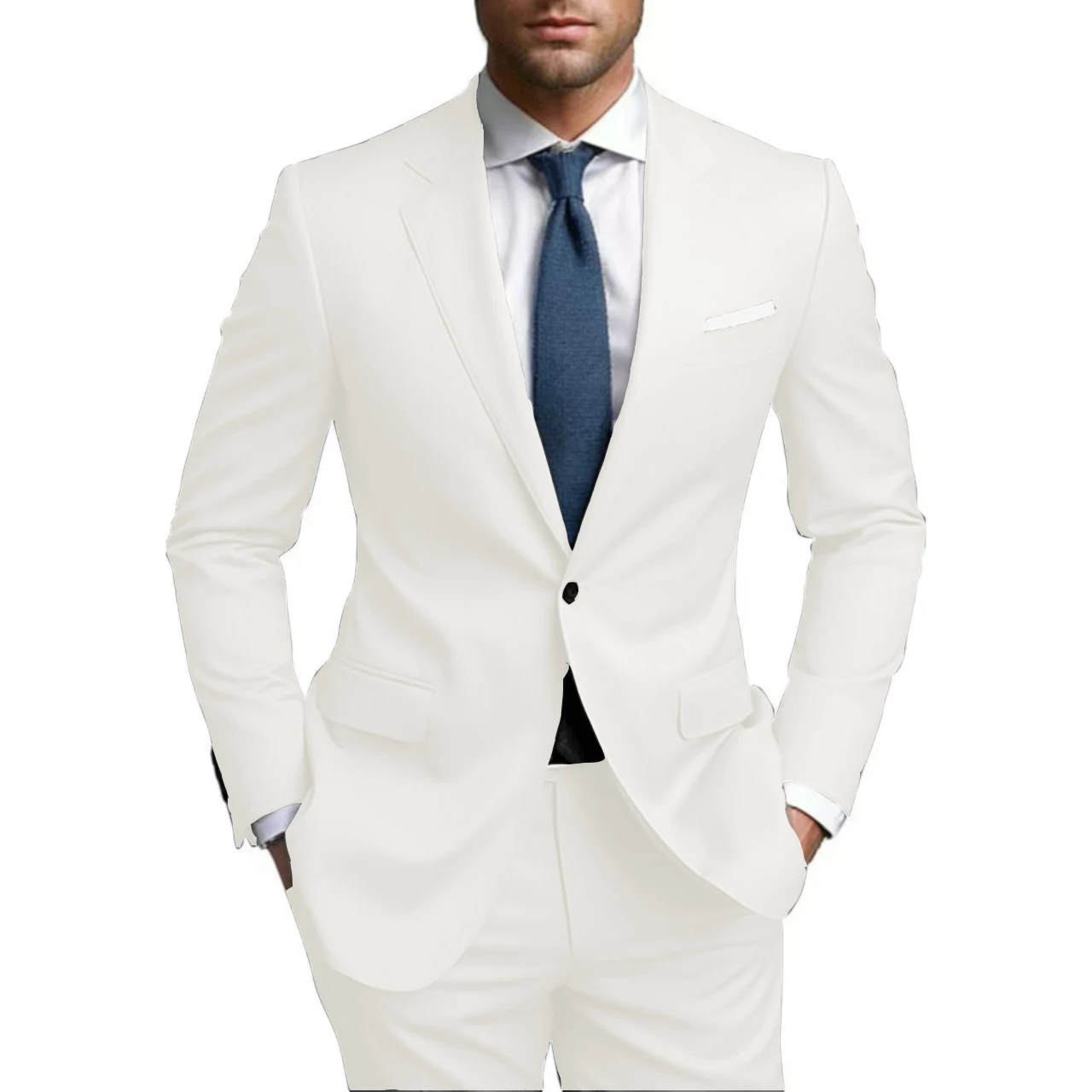 

Customized Formal Men's Suits 2 Piece Set - Notched Lapel Blazer And Pants Gentleman Wedding Business Attire