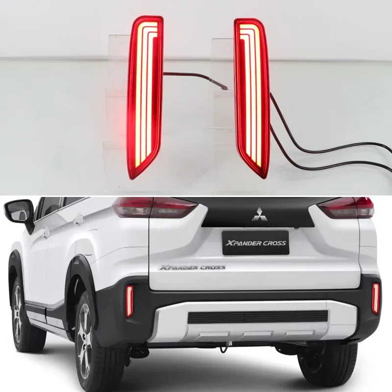 Car LED Rear Bumper Reflector For Mitsubishi Xpander Cross 2019 2020 2021 Turn Signal Lamp Backup Running Light Brake Indicators