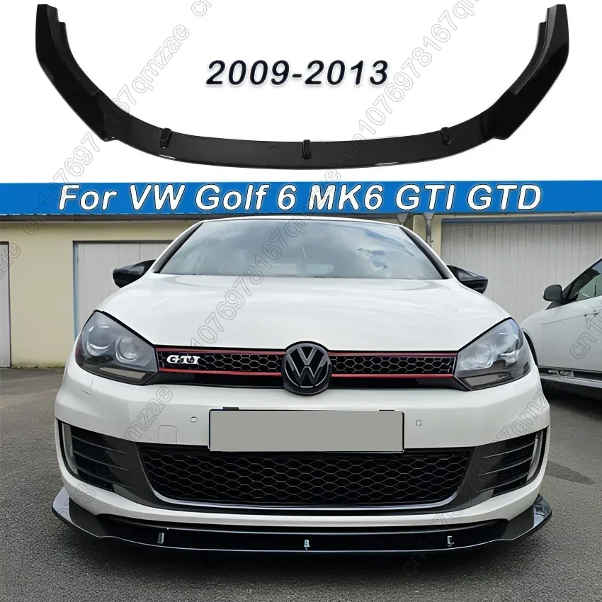 

For Volkswagen VW Golf 6 MK6 GTI GTD 2009 2010 2011 2012 2013 Car Front Bumper Lip Spoiler Splitter Gloss Black Body Kits Tuning