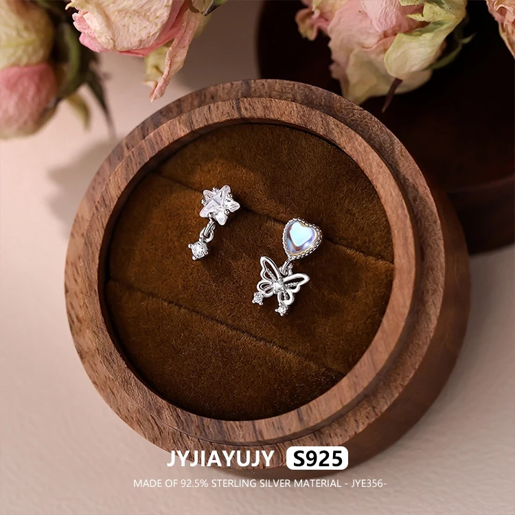 

JYJIAYUJY 100% цельно оригинальные серьги-капли из стерлингового серебра S925, красочные серьги-капли с бабочкой любви, модные ювелирные изделия, подарок на каждый день JYE356