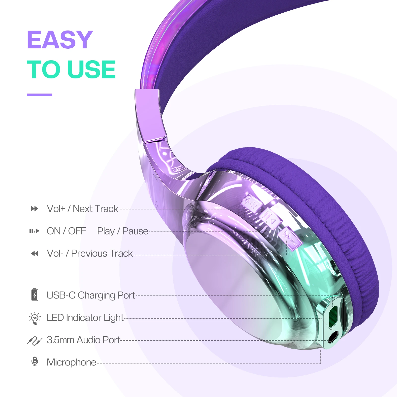 Glossy Bluetooth Headphones For Kids Girls Wireless Stereo Headset With Mic For Travel Children\'s Music Helmet Christmas Gifts