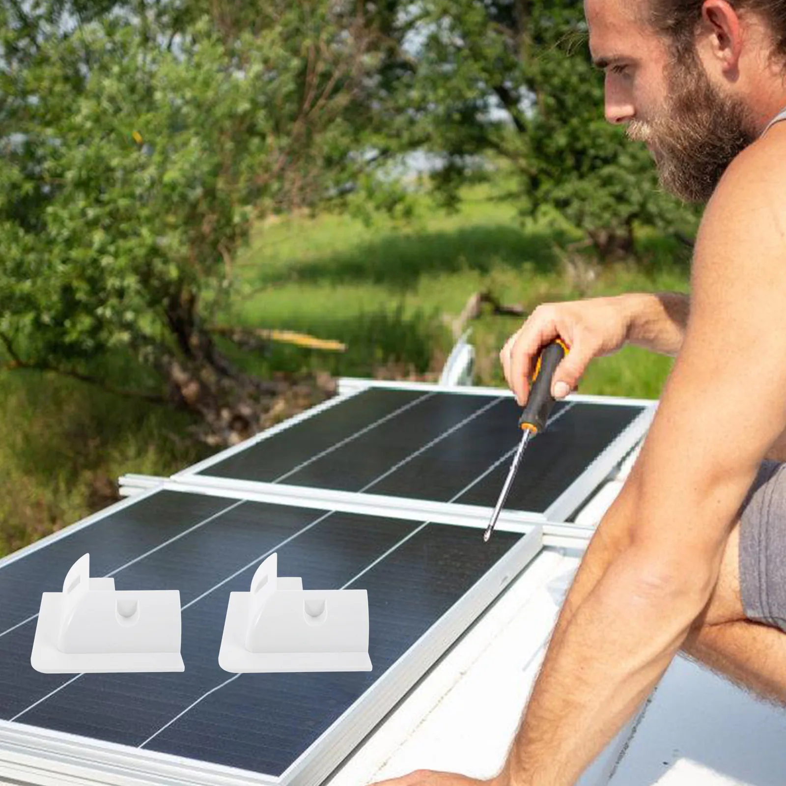 

4Pcs Solar Panel Mount Bracket Durable Mounting Stand for Rv Caravan Flat Panel Cooling Holder Install Kit