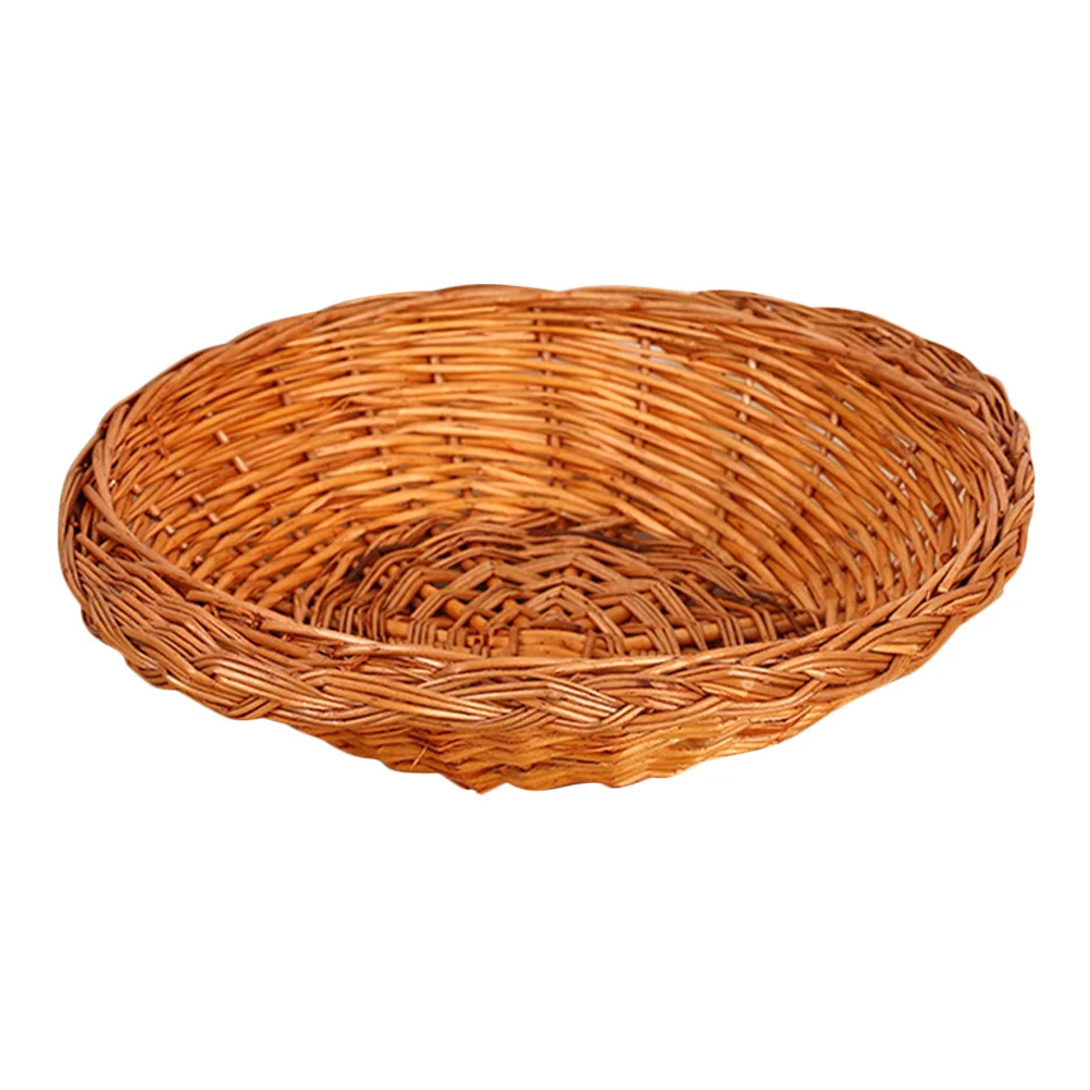

24cm Handwoven Fruit Basket Wicker Storage Bin Desktop Organizer for Sundries Cosmetics Woven Basket Woven Organizer