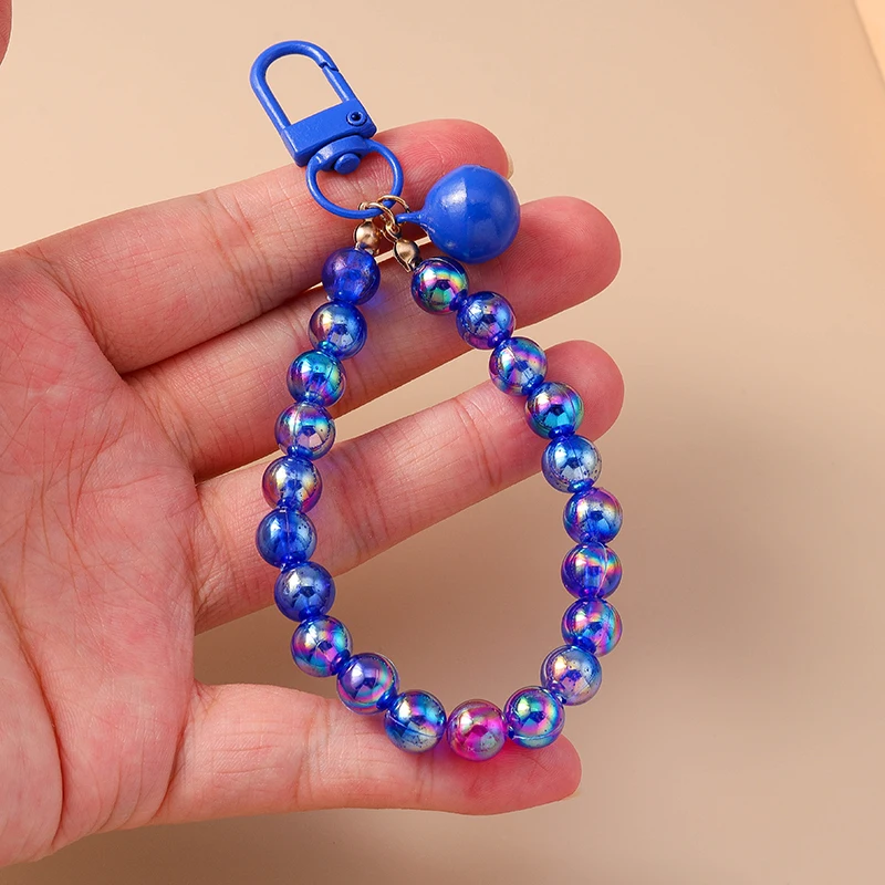 Aihua Bunter Schicker Glas-Popcorn-Ring Glocken-Stern-Perlen-Schlüsselanhänger für Frauen und Mädchen, Handykette, Taschenanhänger, Schlüsselring, Schmuck, Geschenke – Detail 9