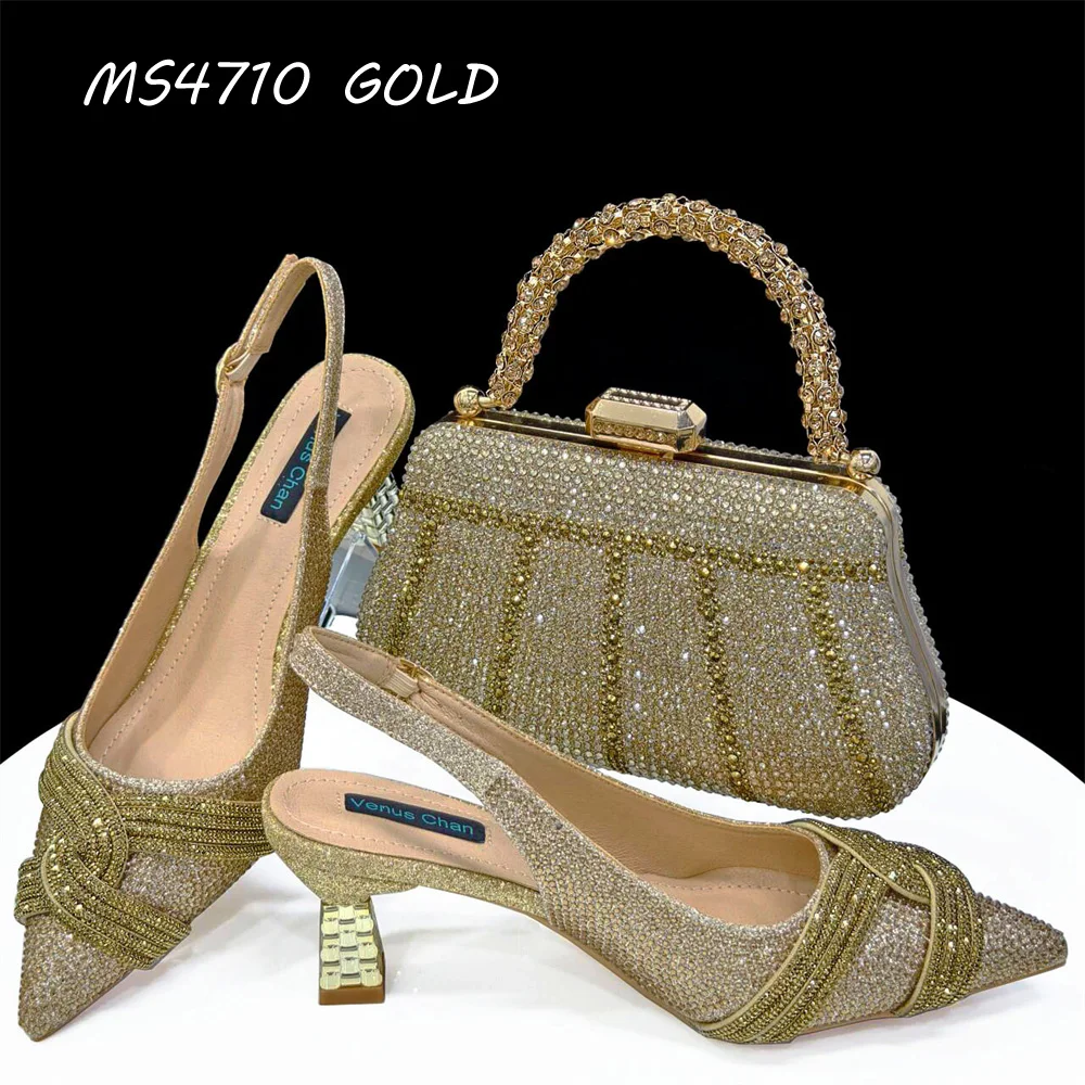 High quality for party matching shoes and bags low heels to match ladies stones slippers bag sets