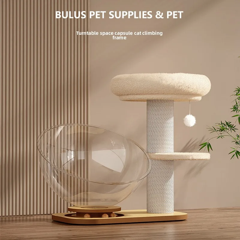 

Multi-Level Cat Furniture Integrated with Scratching Posts, Durable Vertical Climber and Shed-Free Teaser Turntable