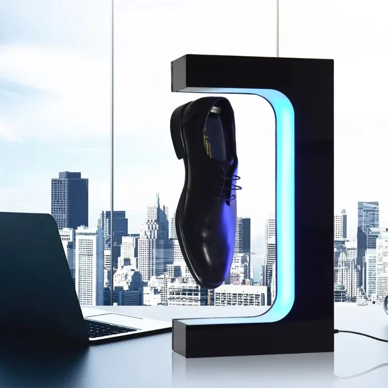 Hot sale magnetic float shoe display with LED light function