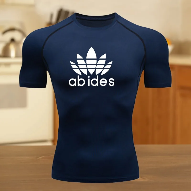 تي شيرت للياقة البدنية مريح للرجال برسومات جرافيك قابلة للتنفس بقصة ضيقة للصيف والصالة الرياضية والركض والتدريب بدلة لياقة بدنية مرنة للجري #5