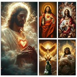 5D Large DIY Diamond Painting Kit Jesus Heart Sheep Full Square Round Rhinestone Cross Stitch Handmade Mosaic Home Decor Gift