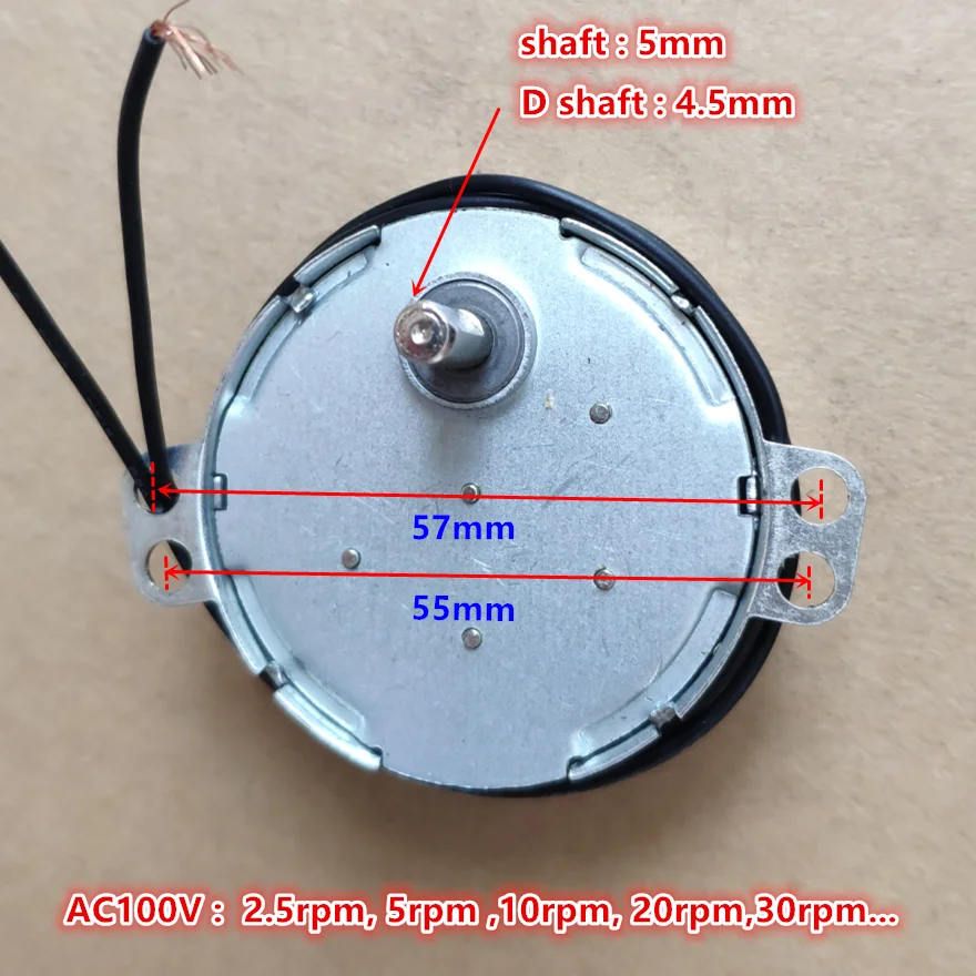 shaft diameter 5mm , 50TYZ 110V 4W  2.5rpm 5rpm  CW AC synchronous motor electric toy motor ~