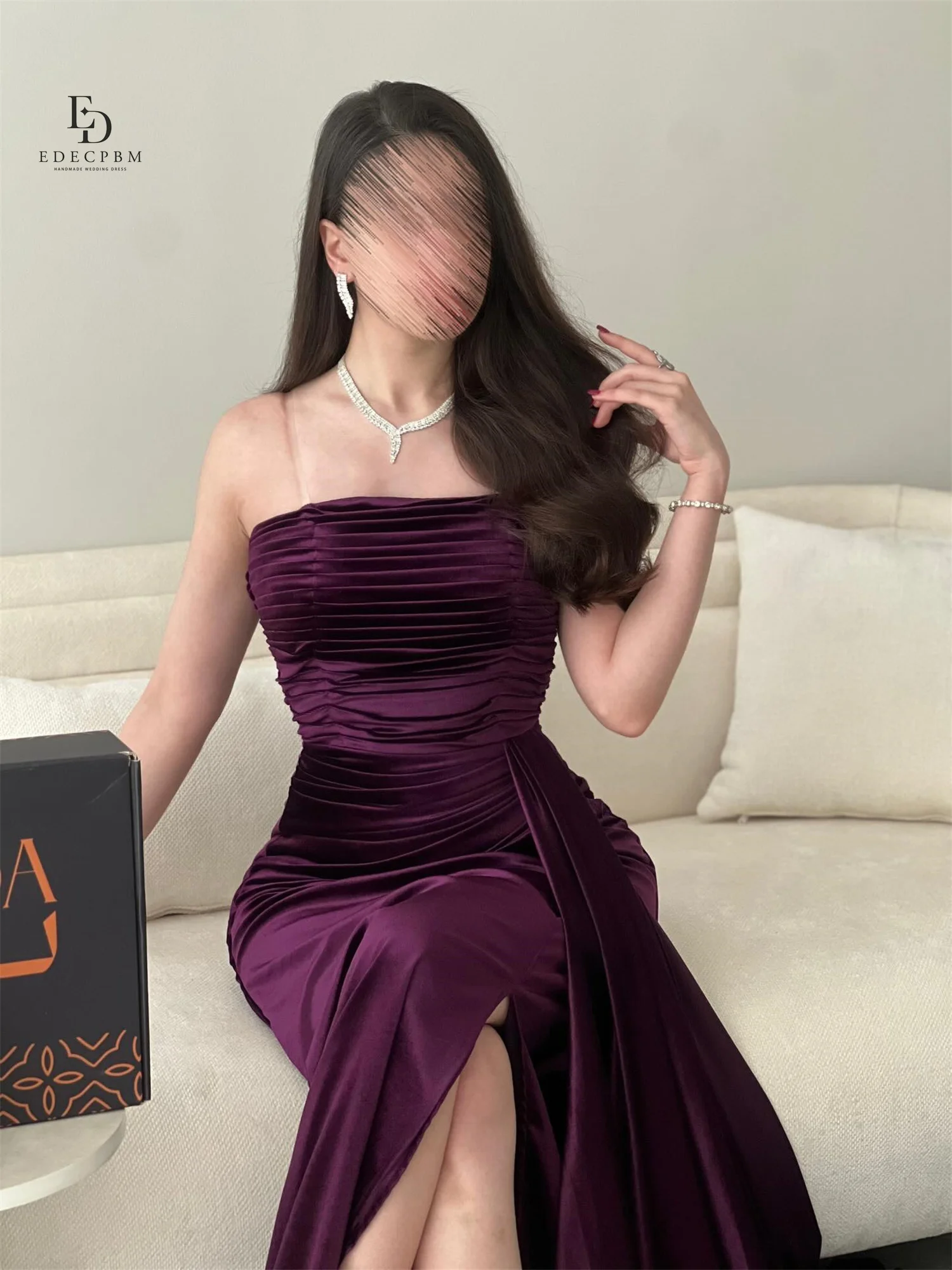 EDECPBM فساتين الحفلات الأنيقة 2025 فساتين سهرة نسائية فاخرة أرجوانية للمناسبات الخاصة فستان حفلة موسيقية من الساتان