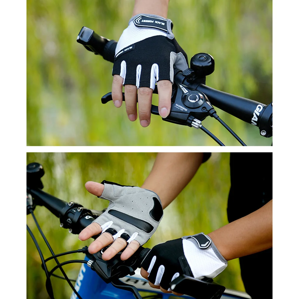 

Anti-slip Half Finger Gloves Fahrradhandschuhe Damen Herren Sommer Fingerlos Black
