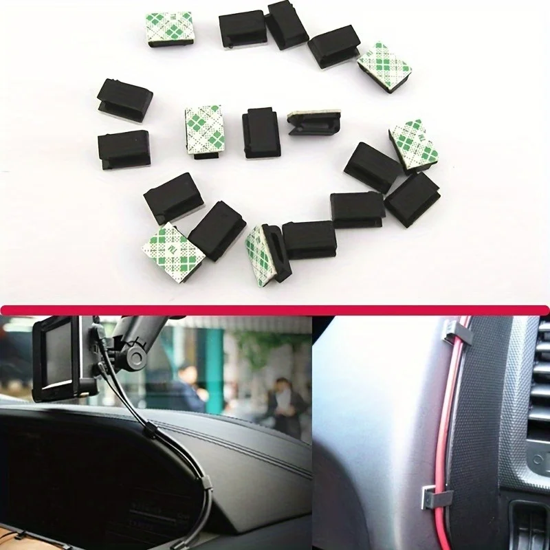 10pcs Self-adhesive Car Fixed Clip Car GPS Data Cable Light Cord Decorative Wire Fixing Organizer Wire Management Harness Clamp