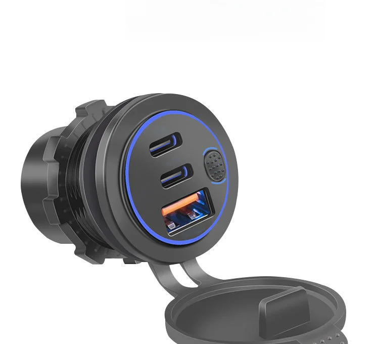 Car Charger 12-24V For Qc3 .0 For Pd Fast Charging For Dash For Cams PC With Three-Port Multi-Device Support 54W