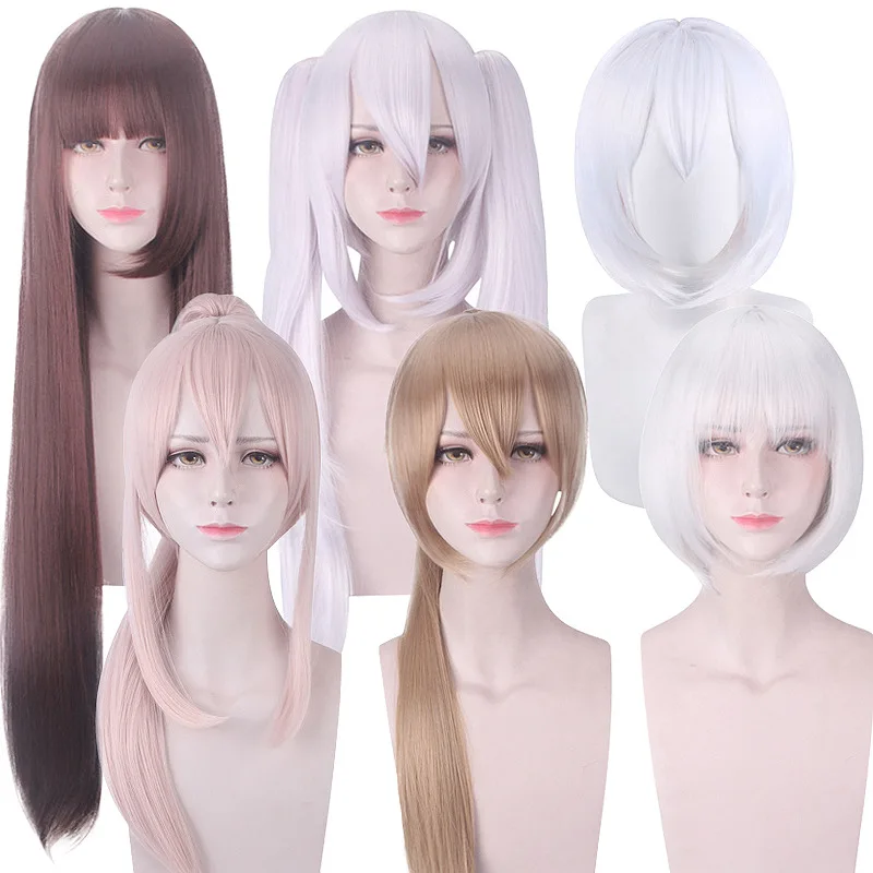 Synthetische Cosplay-Perücke, inspiriert von blau getönten Seemannscharakteren, lange Wellen im Anime-Stil, für Kostümpartys