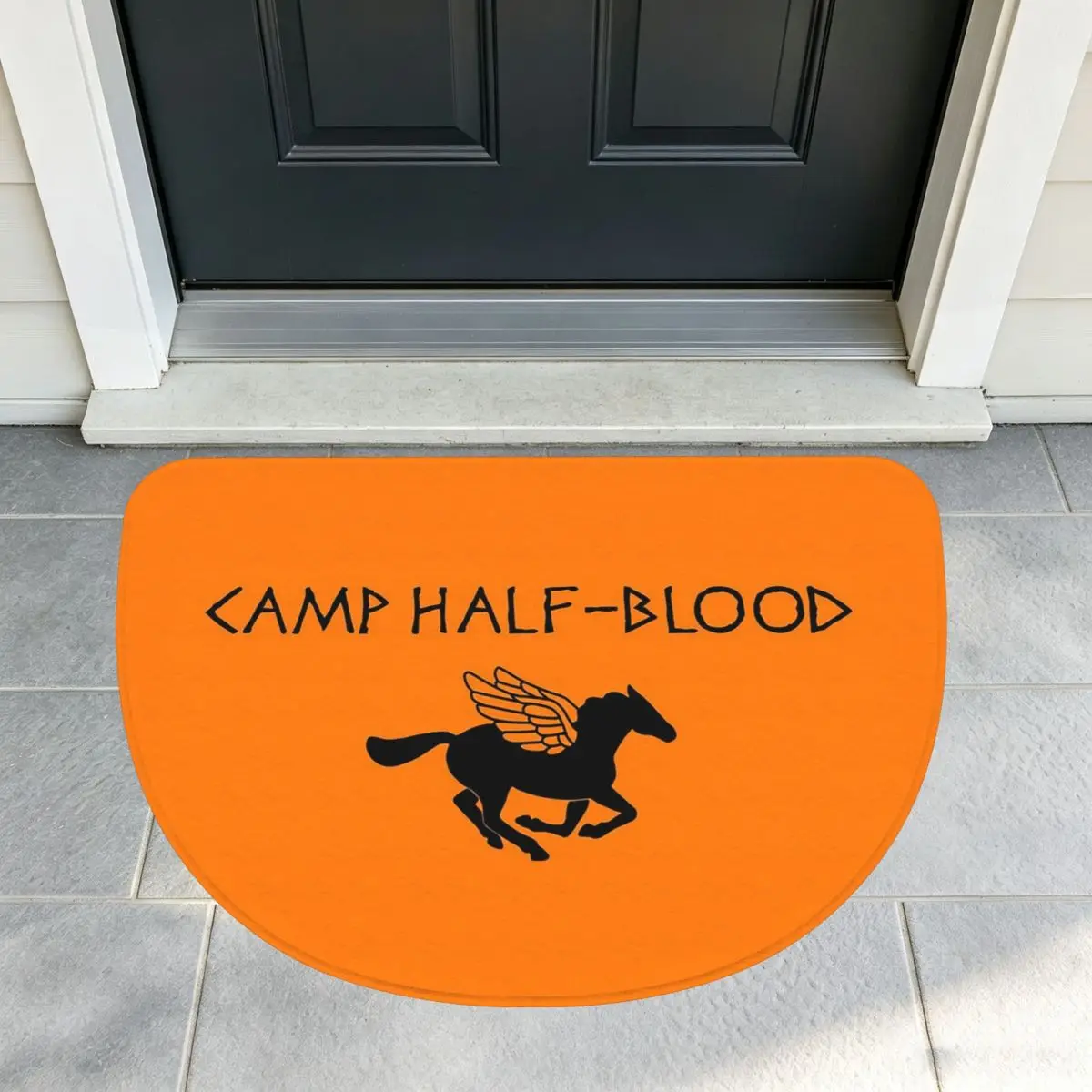 Camp Half-Blood - Percy Jackson Soft Flannel Half Round Doormat Non Slip Bathroom Mat Absorbent Floor Carpet for Living Room