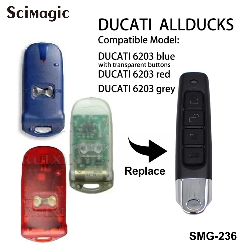 Ducati 433mhz fester Code Garagentor Fernbedienung blau grau rot