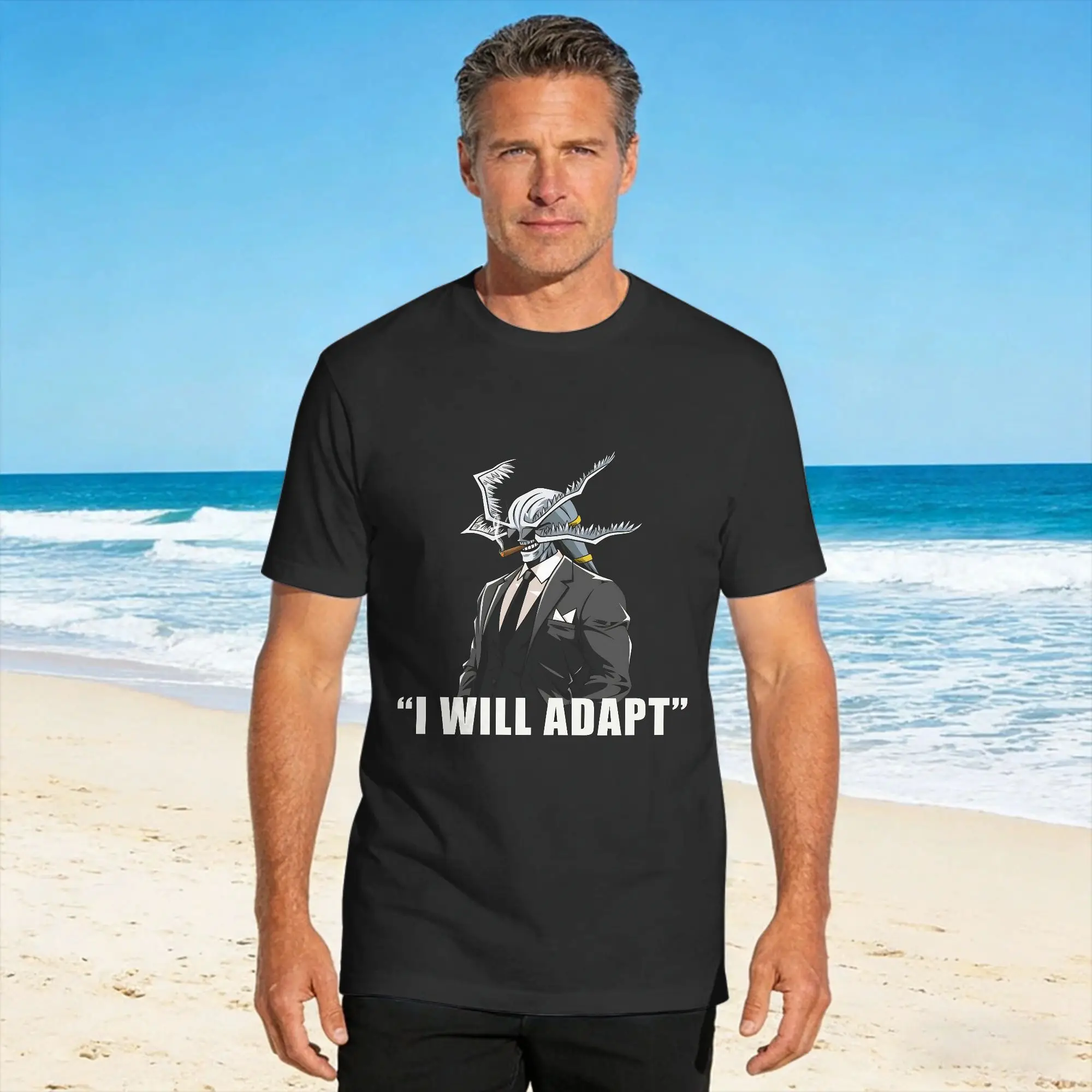 I Will Adapt Mahoraga T Shirt  Leisure T Shirts Short Sleeve Awesome Tshirt Summer Cotton 4XL 5XL 6XL Clothing
