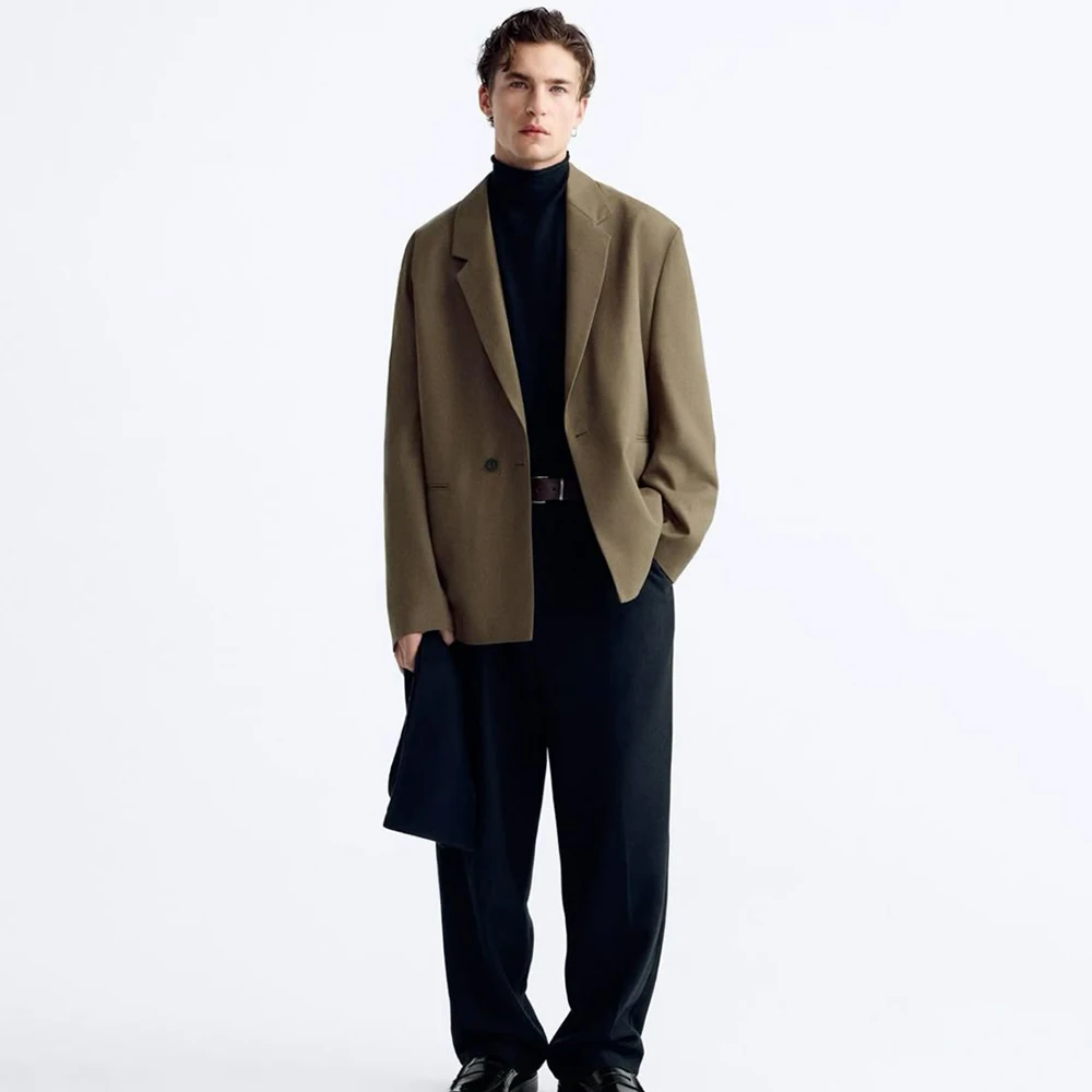 

Винтажный повседневный костюм на одной пуговице, мужской классический комплект из двух предметов для свадебной вечеринки, блейзер в стиле ретро, уличная одежда со свободными лацканами