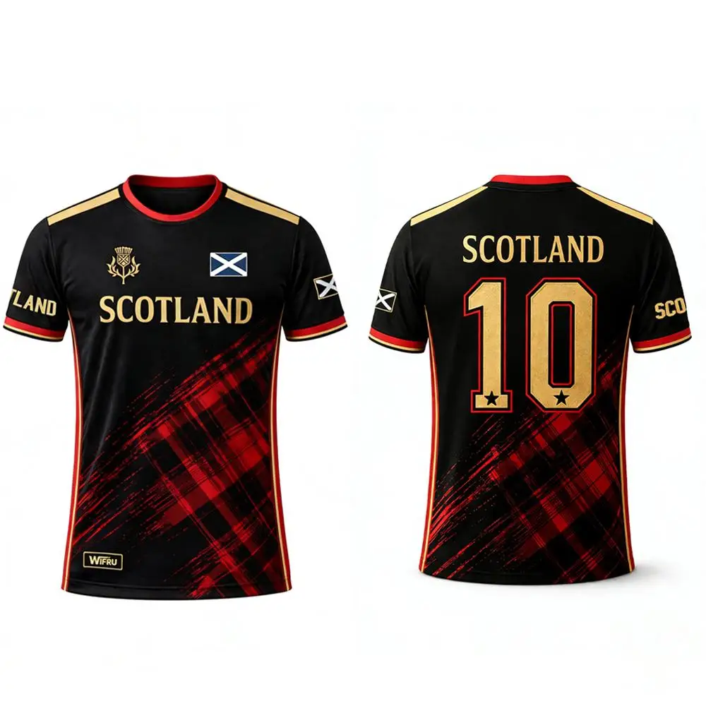 Camiseta Masculina 3D com Estampa da Bandeira Escocesa, Respirável e de Secagem Rápida, Jersey de Futebol para o Verão, Roupa de Treino Diária Masculina