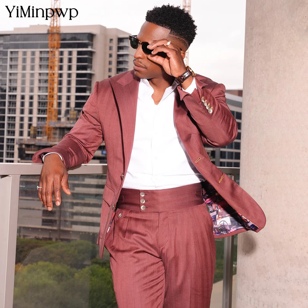 

YiMinpwp Men's Suits Formal Wedding 3 Pieces Peaked Lapel One Breasted Linen Work Clothes Social Banquet Suit Xs-5XL