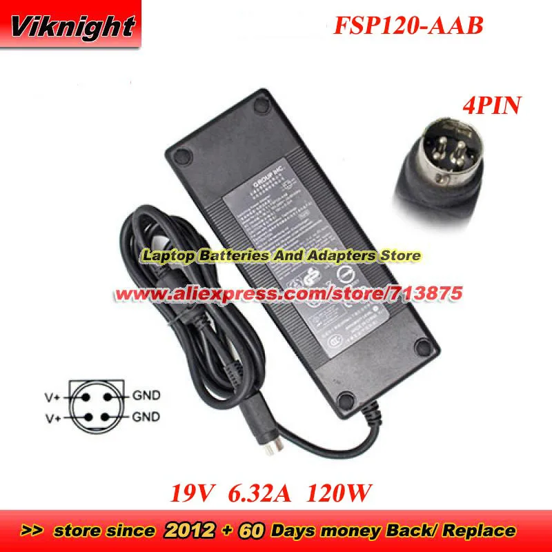 Genuine for FSP FSP120-AAB AC Adapter 19V 6.32A 120W 9NA1200314 H4192100196 Power Adapter Round with 4 Pin Tip