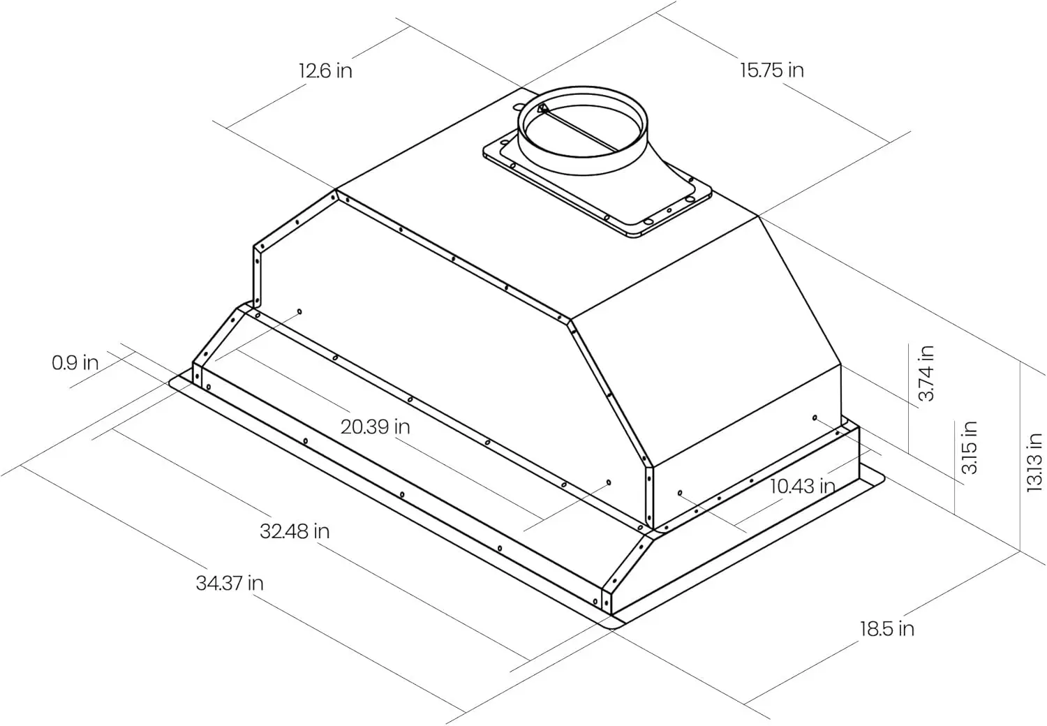 Range Hood Insert, Ducted/Ductless Convertible Built-in Range Hood with Remote/4-Speed