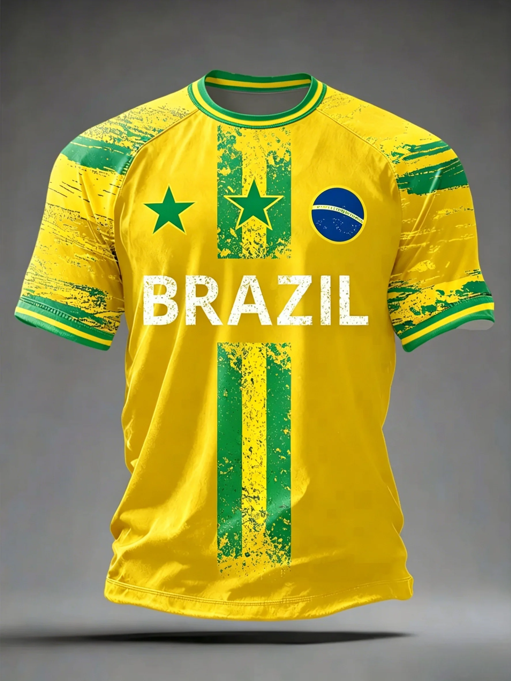 Street Fashion Brazil - Brazil National Flag Print Men's T-Shirts