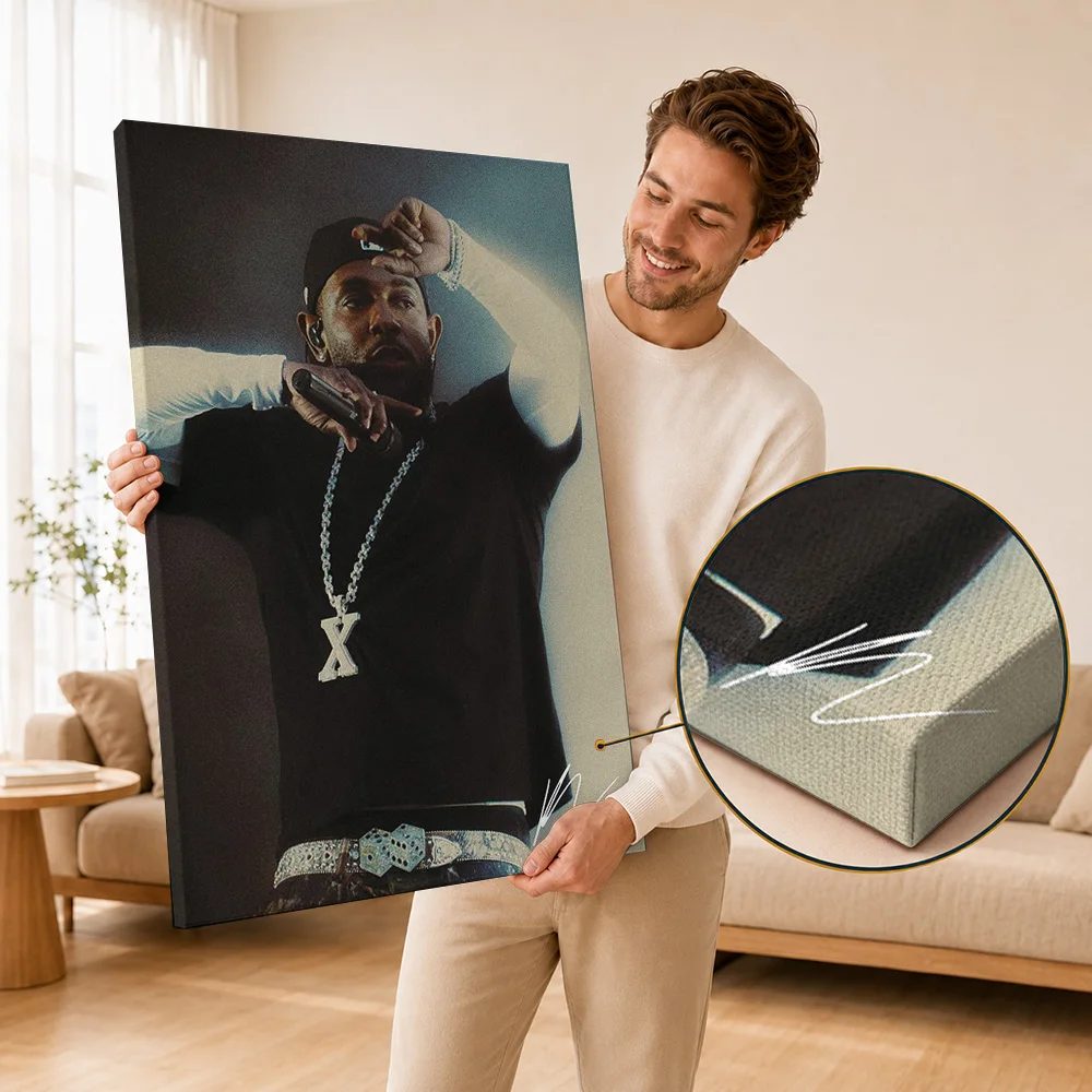 Kendrick Lamar Framed Canvas Poster Customized Photo Urban Hip Hop Portrait Style Canvas Wall Art For Bedroom Studio Rap Gift
