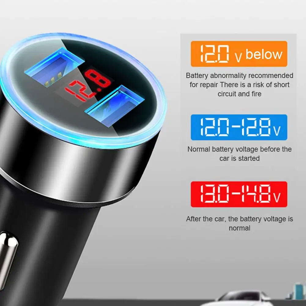 3.1A Dual USB Fast Car Charger Cigarette Lighter 2-Port USB Car Socket Power Adapter With Voltage Detection Car Charger Adapter