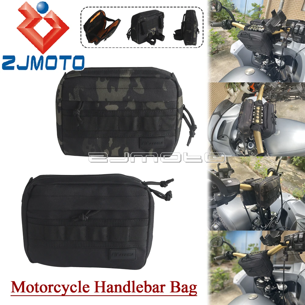 

Club Style Molle Traveller Bar Handlebar Bag For Harley Sportster XL 1200 Softail Street Fat Bob Dyna T-Bar Portable Tool Pouch