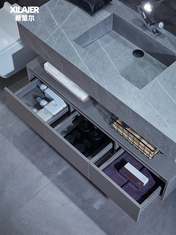 Armani limestone board integrated basin, bathroom cabinet, modern and simple hand wash basin, combination bathroom, customize