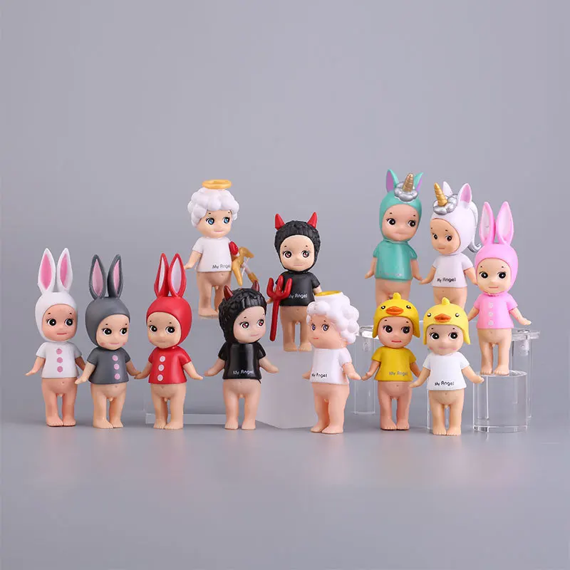 8cm Anime Figures Sonny Angel Doll Rabbit Ears Angel Devil Unicorn Little Cupid Decorations Table Ornaments Model Toy Gift